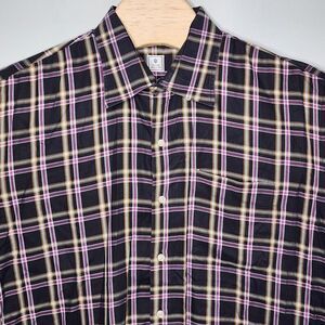 Peter Millar Shirt Mens XL Purple Black Plaid Check Long‎ Sleeve Button Down
